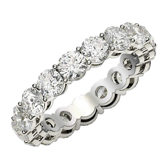 Round Cut Lab Grown Diamond Eternity Ring with Scalloped Gallery in 14K White Gold (2.96 ct. tw.)