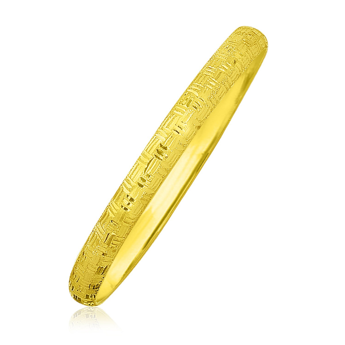 Greek Pattern Textured Bangle in 10K Yellow Gold (6.00 mm)