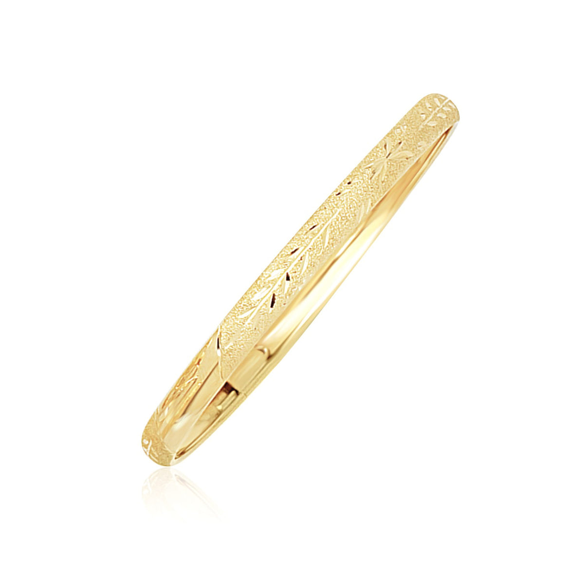 Dome Diamond Cut Florentine Children's Bangle in 10K Yellow Gold (4.00 mm)