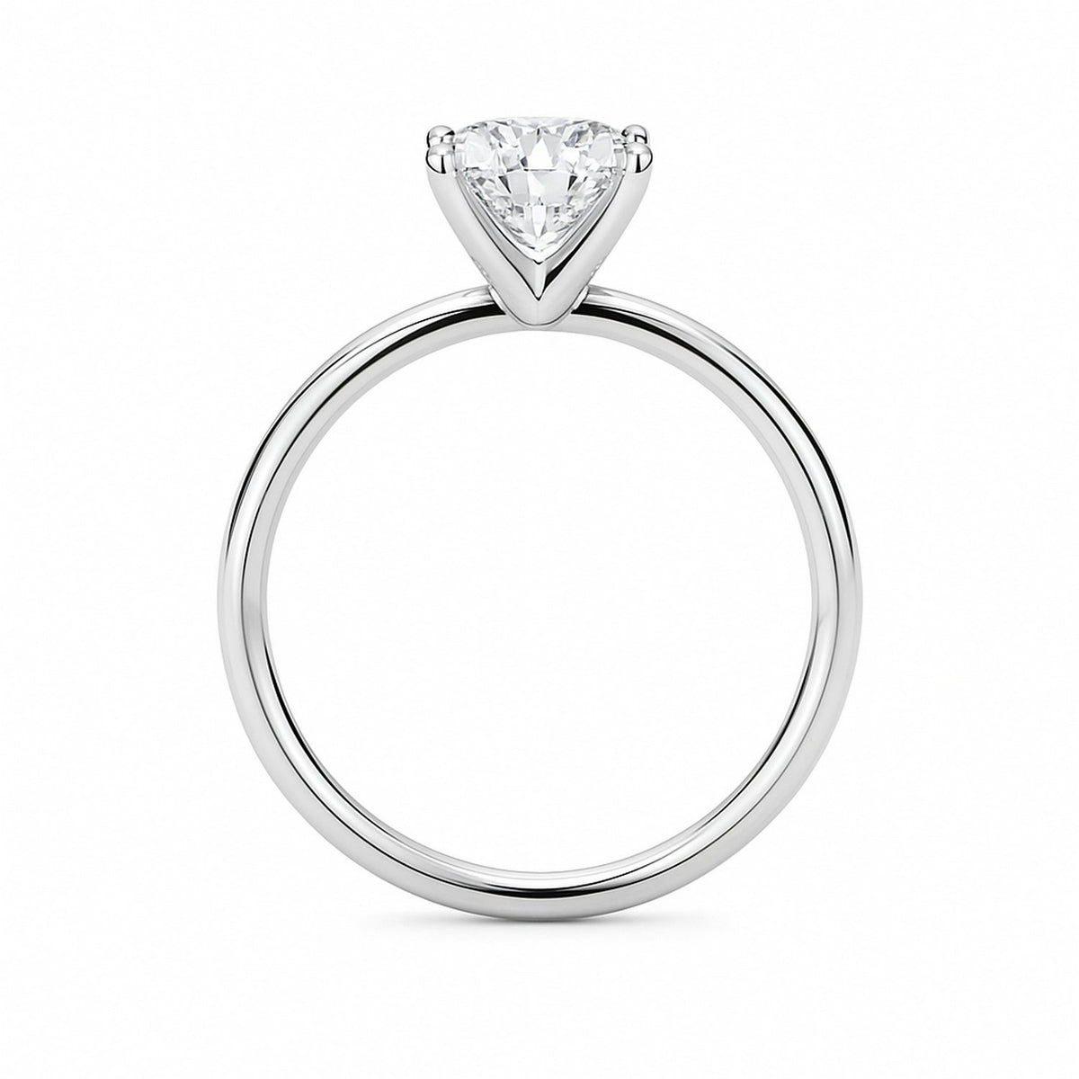 1 Carat Cushion Lab Grown Diamond Solitaire Ring in 14K White Gold