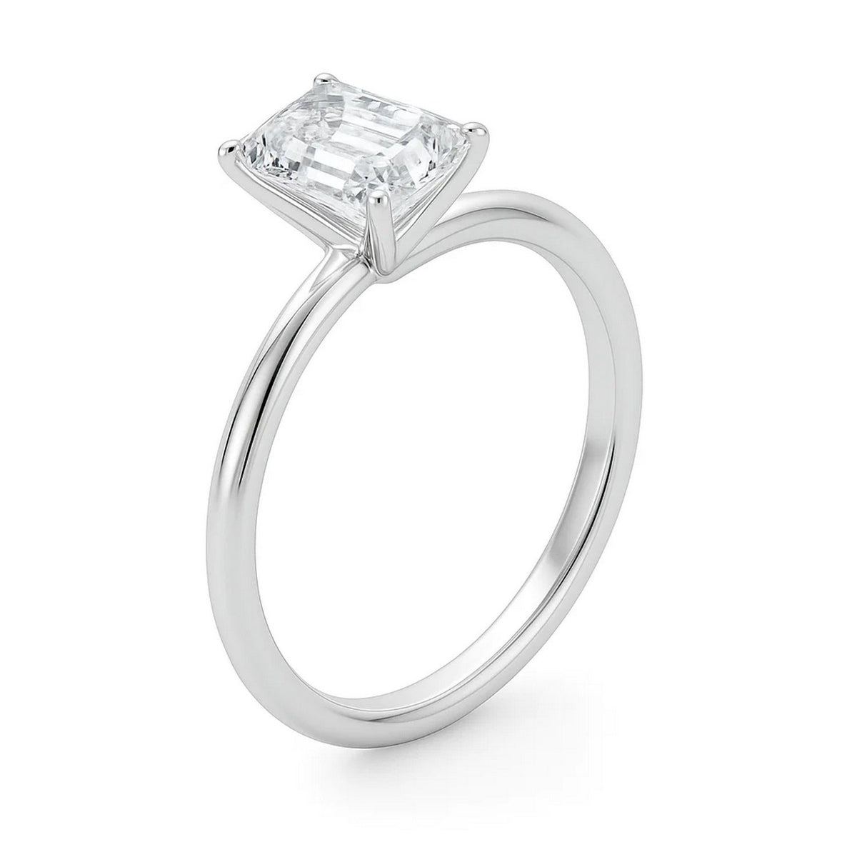 3 Carat Emerald Lab Grown IGI Diamond Solitaire in 10K White Gold G/VS1