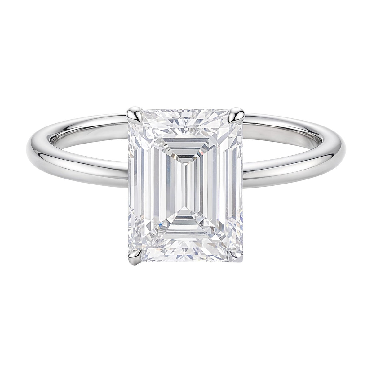3 Carat Emerald Lab Grown IGI Diamond Solitaire in 10K White Gold G/VS1