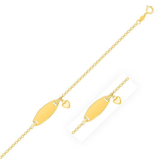 Children's Heart Charm ID Bracelet in 14K Yellow Gold (6.35 mm)