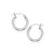 Thin Small Polished Hoop Earrings in Rhodium Silver (2x10mm)