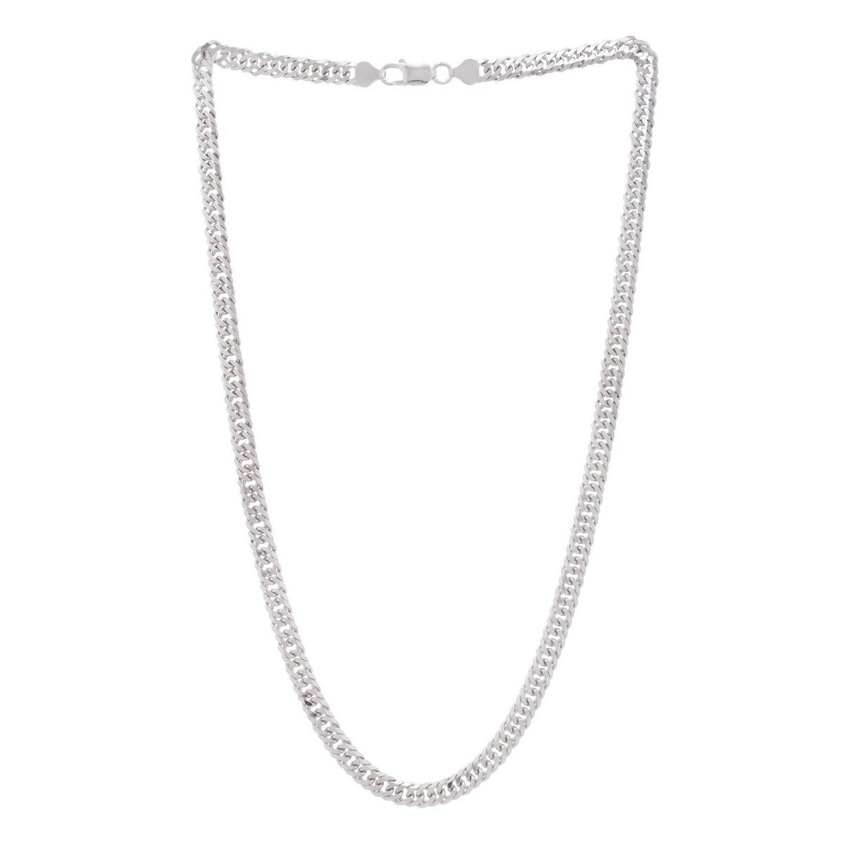 Flat Miami Cuban Chain in Rhodium-Plated Sterling Silver (6.70 mm)