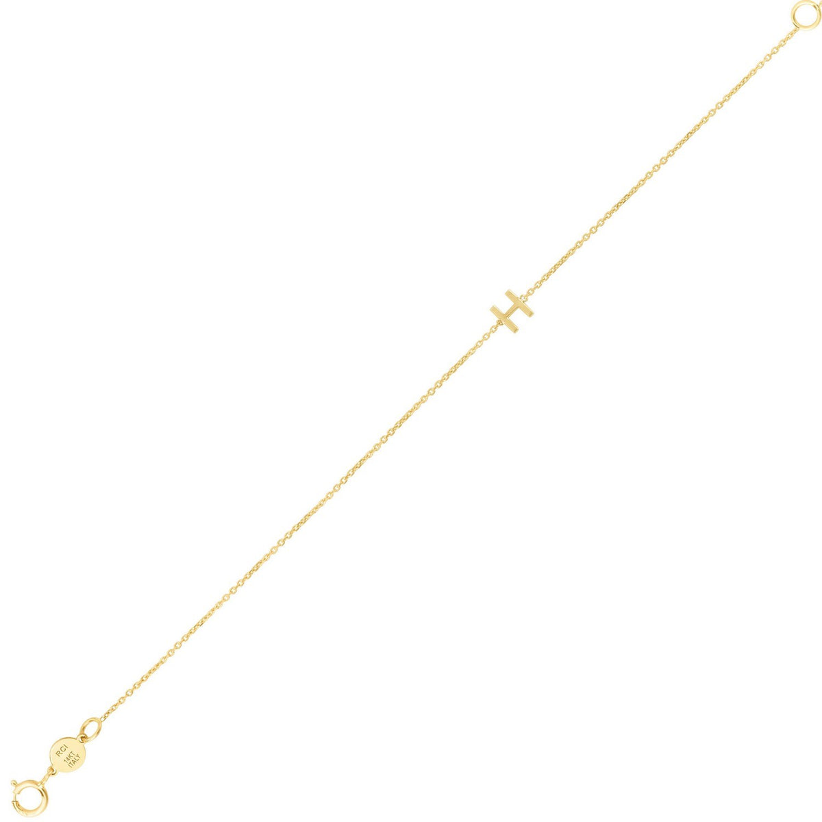 Mini Initial H Bracelet in 14K Yellow Gold