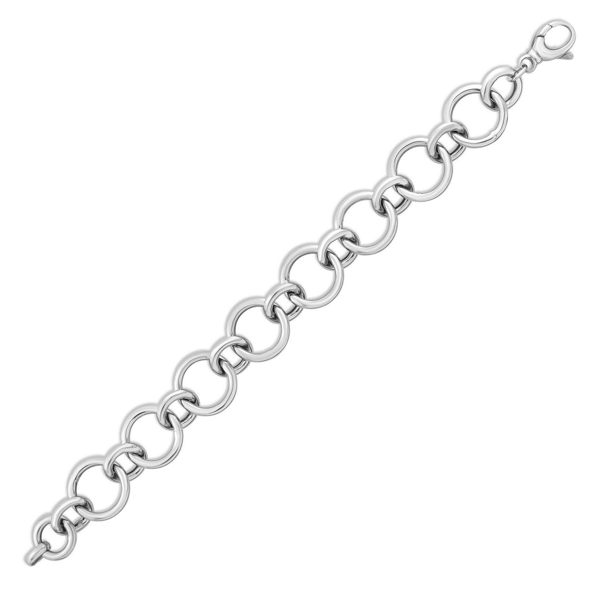 Round Link Necklace in Rhodium-Plated Sterling Silver