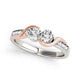 Round Two Diamond Curved Band Ring in 14K White & Rose Gold (5/8 cttw)