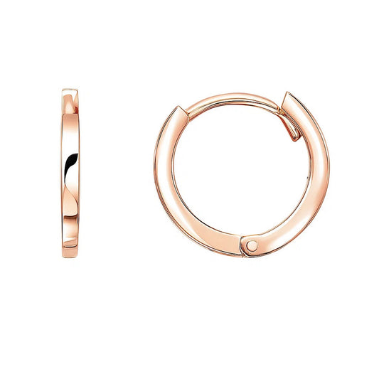 Petite Polished Round Hoop Earrings in 14K Rose Gold (1.30 mm)