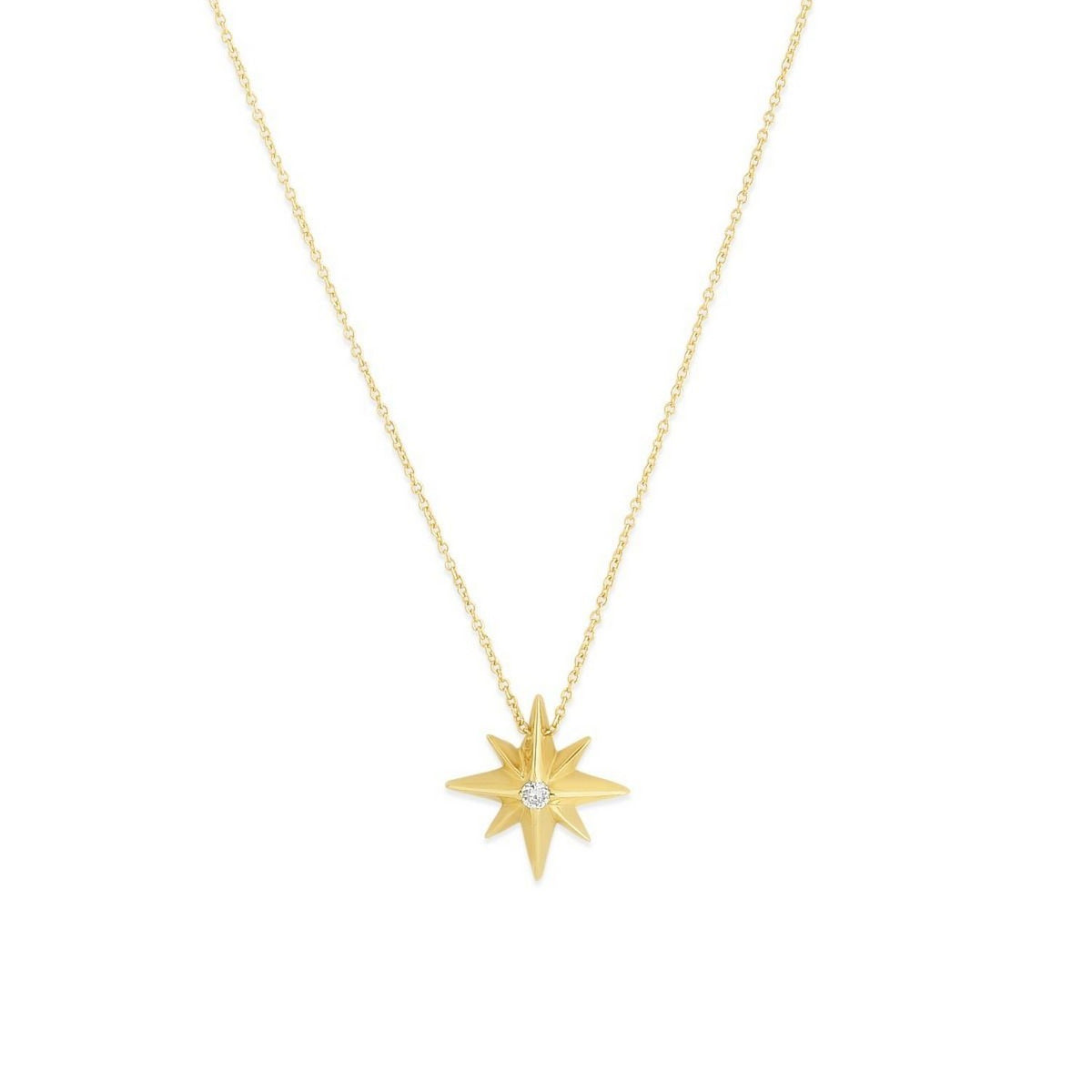 North Star Diamond Necklace in 14K Yellow Gold