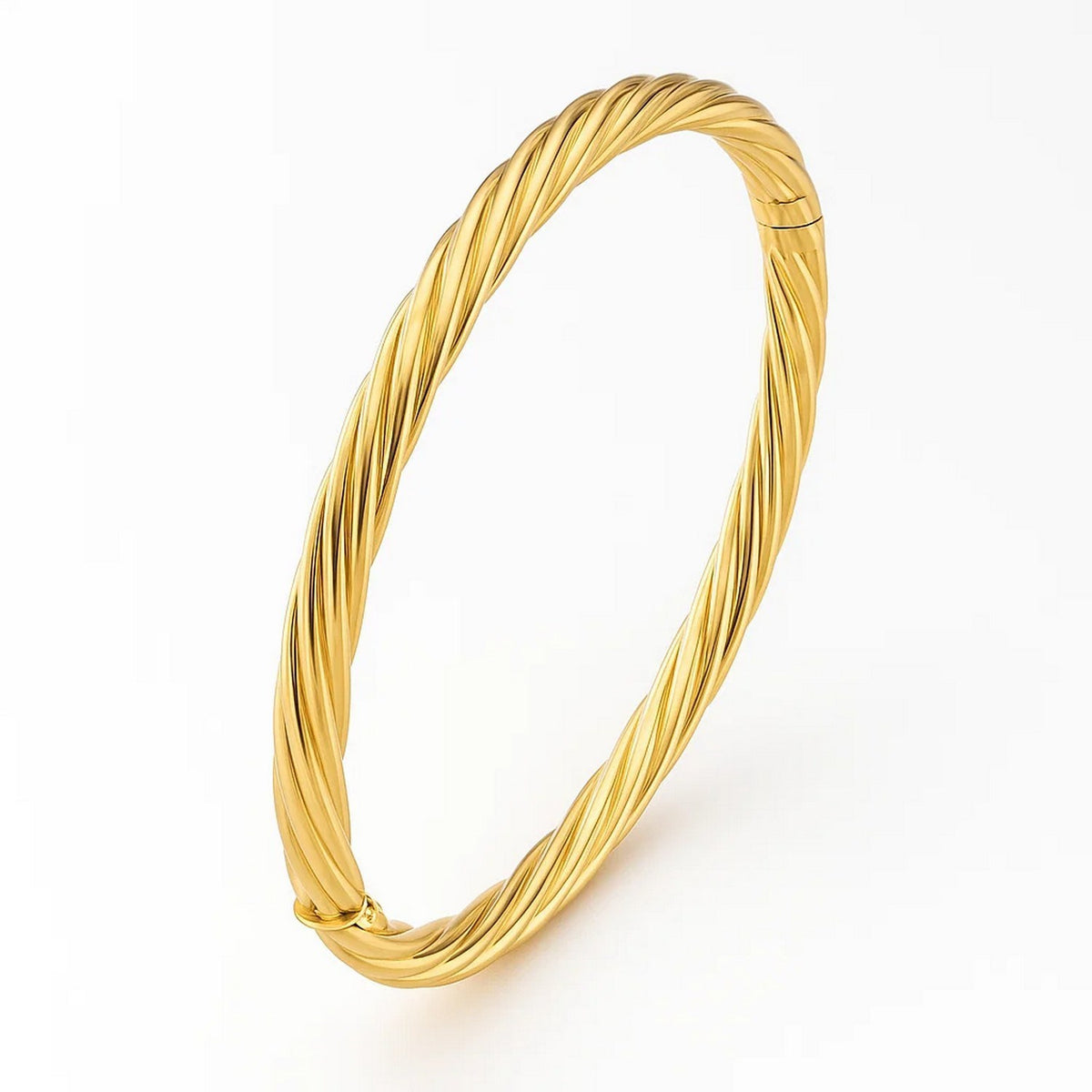 Fluted Twist Bangle in 14K Yellow Gold