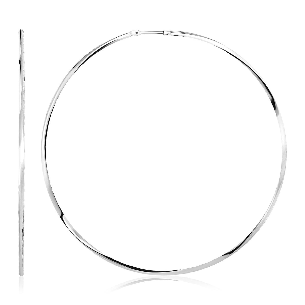 Large Polished Round Hoop Earrings in Sterling Silver (70mm)