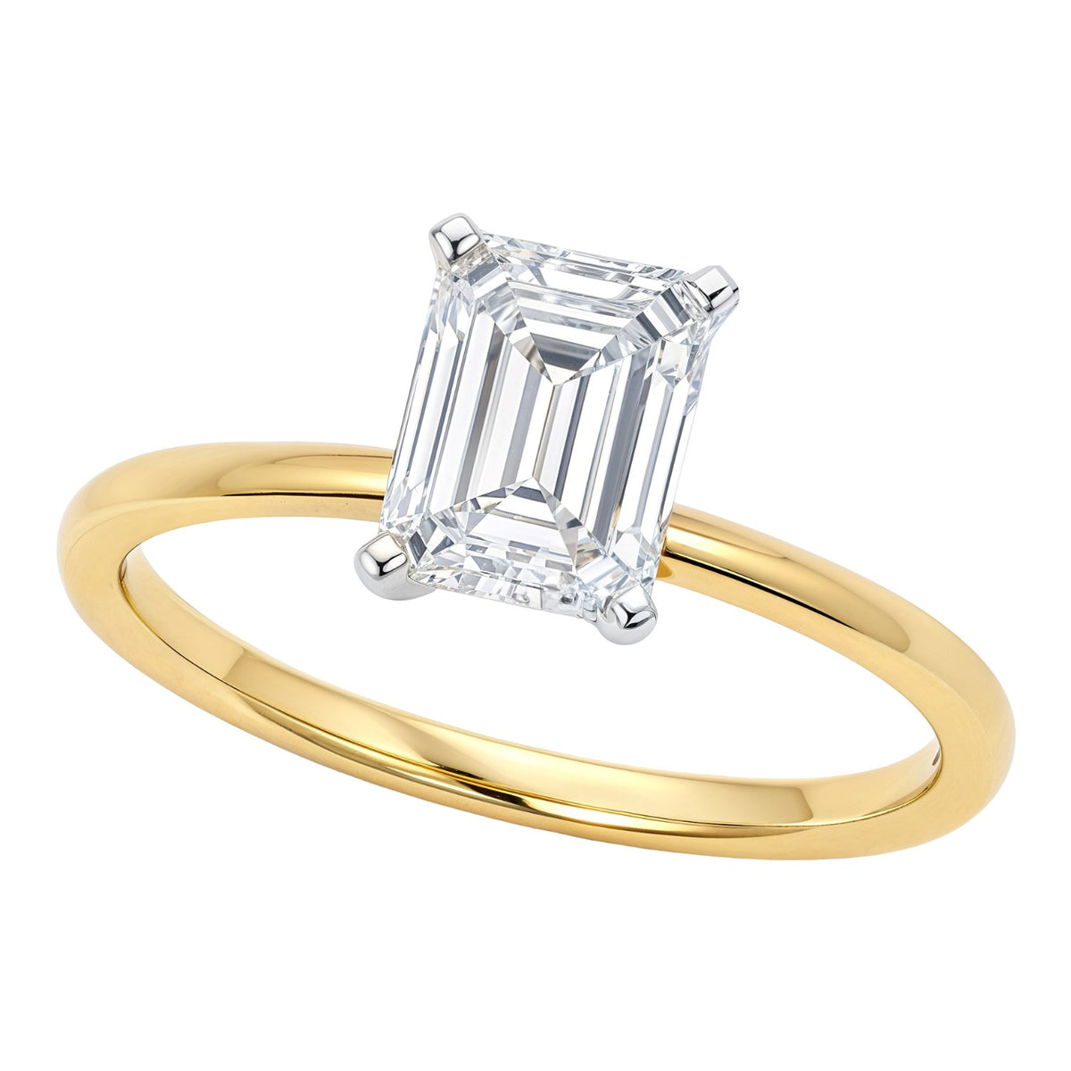 3 Carat Emerald Lab Grown IGI Diamond Solitaire in 14K Yellow Gold G/VS1