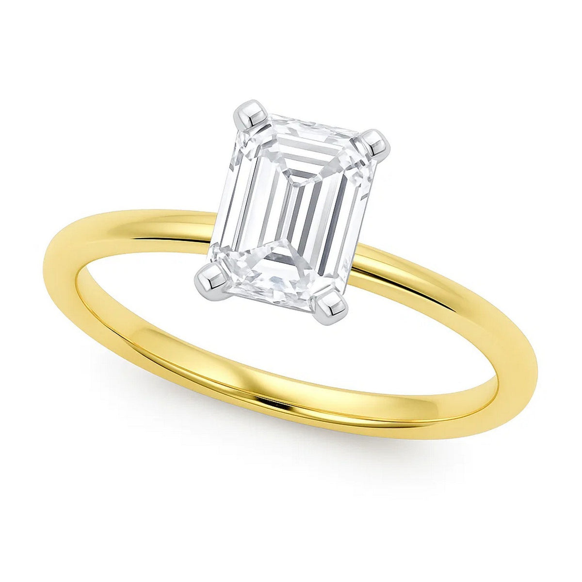 3 Carat Emerald Lab Grown IGI Diamond Solitaire in 10K Yellow Gold G/VS1
