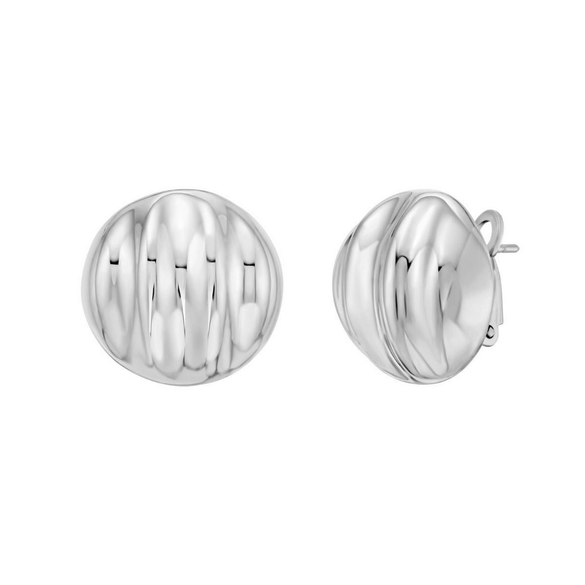 Sculpted Domed Disc Stud Earrings in Sterling Silver