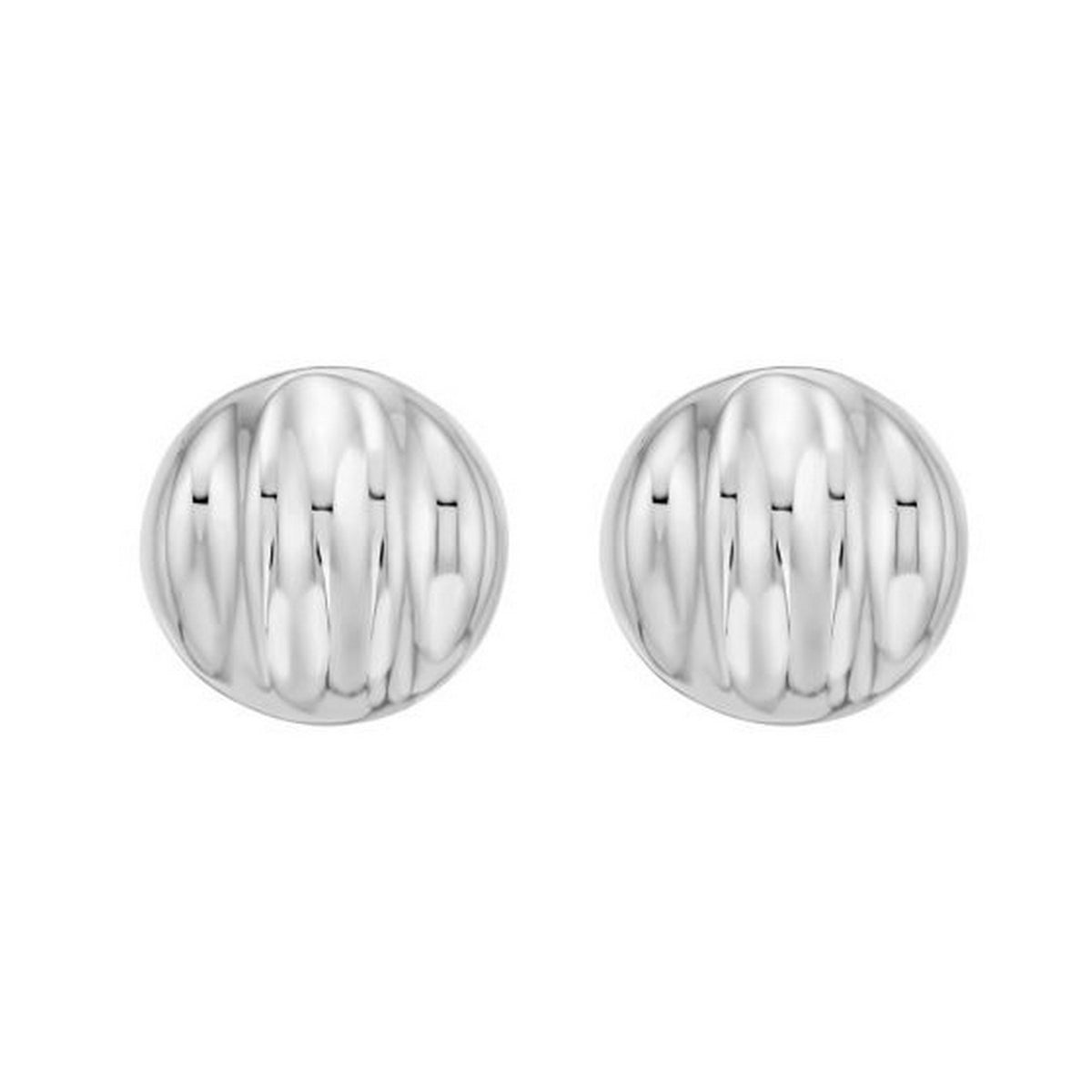 Sculpted Domed Disc Stud Earrings in Sterling Silver