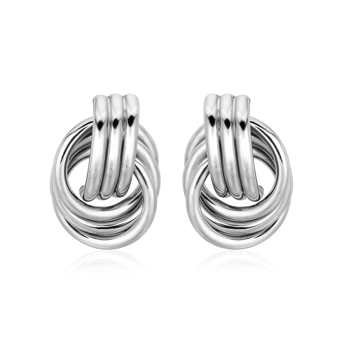 Love Knot Earrings with Interlocking Rings in Silver (15mm)