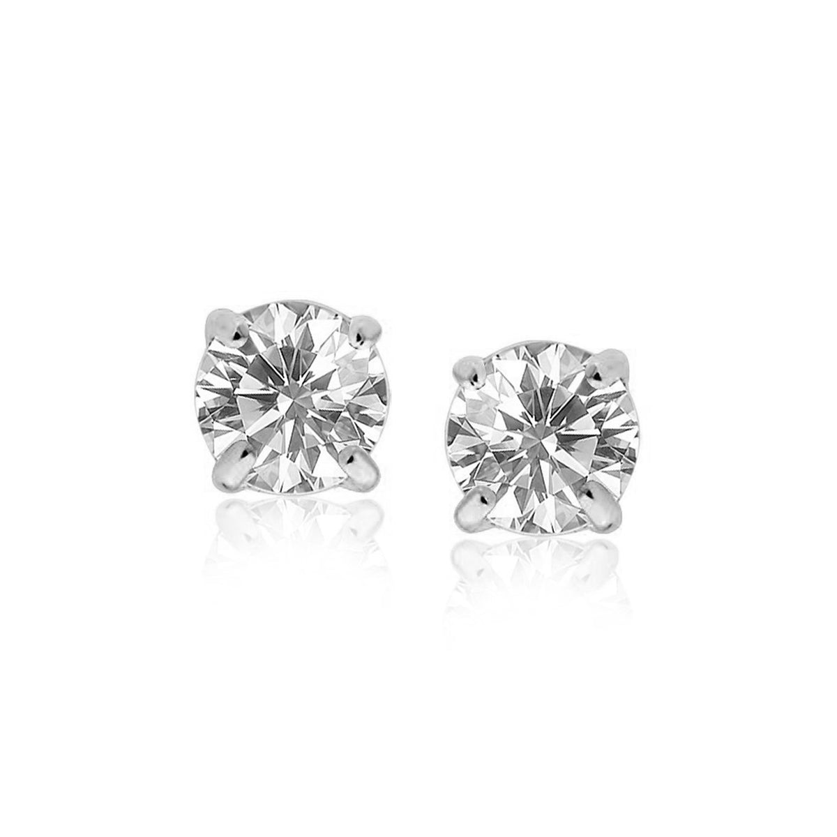 Round CZ Stud Earrings in Sterling Silver (8mm)