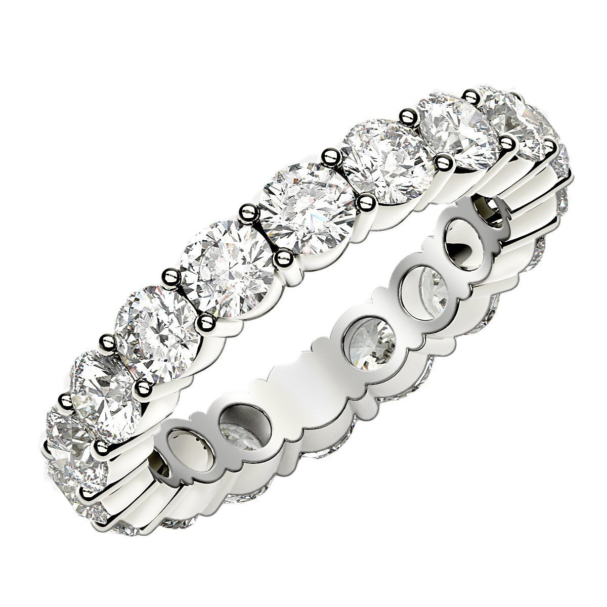 Round Cut Lab Grown Diamond Eternity Ring in 14K White Gold (2 cttw FG/VS2)