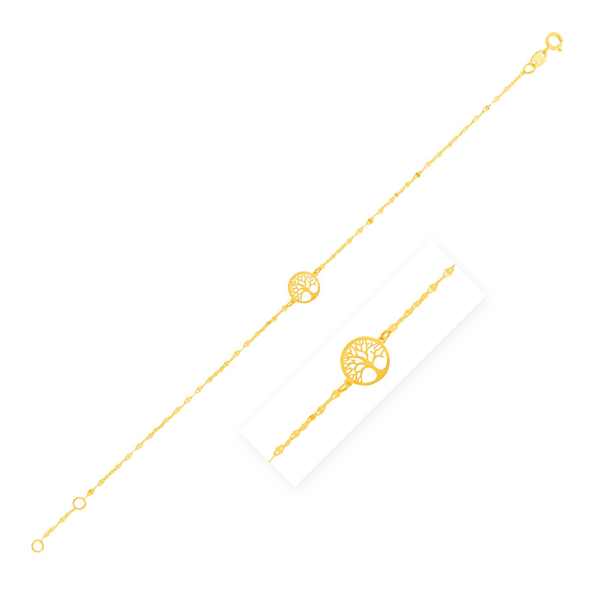 Tree of Life Bracelet in 14K Yellow Gold (1.20 mm)
