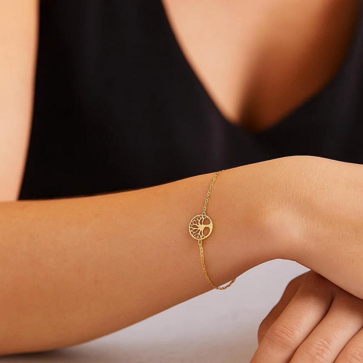 Tree of Life Bracelet in 14K Yellow Gold (1.20 mm)