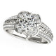Round Diamond Floral Motif Engagement Ring in 14K White Gold (1 3/8 cttw)
