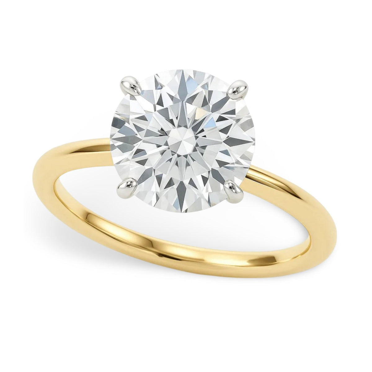 2 Carat Round Lab Grown IGI Diamond Solitaire in 14K Yellow Gold G/VS1