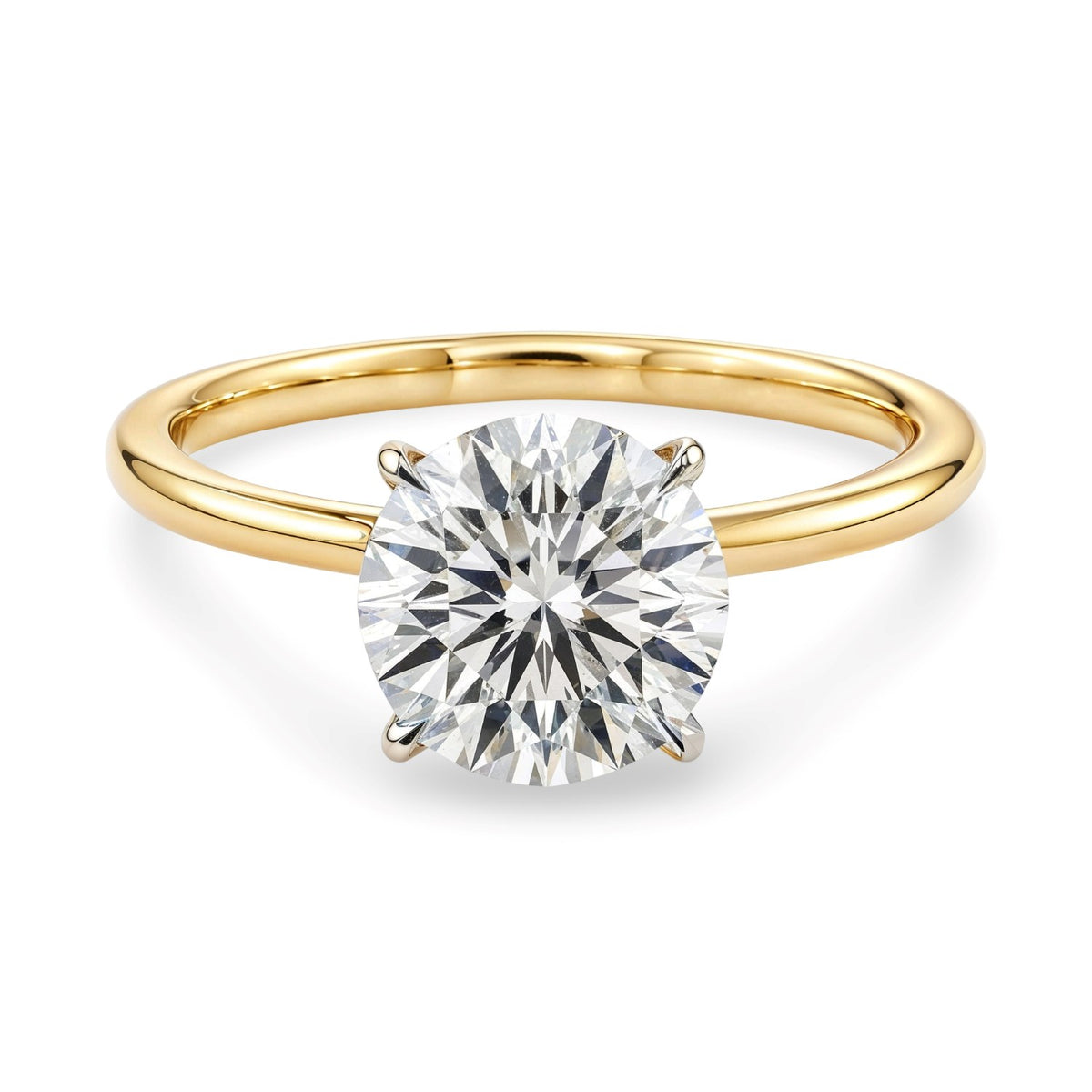 2 Carat Round Lab Grown IGI Diamond Solitaire in 14K Yellow Gold G/VS1