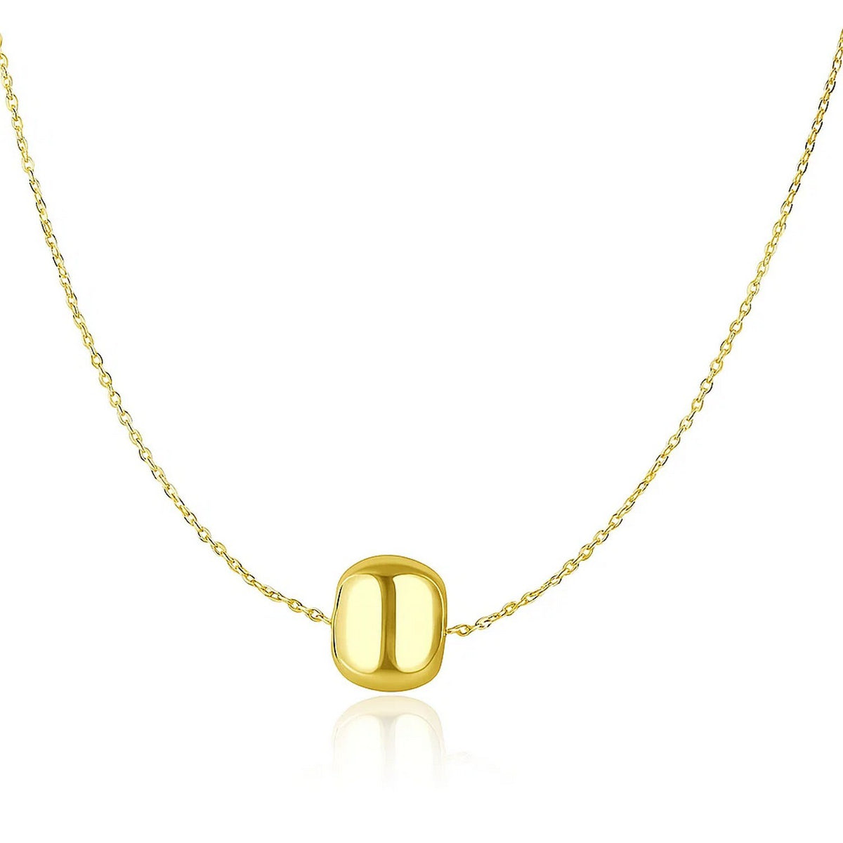 Polished Barrel Bead Necklace in 14K Yellow Gold