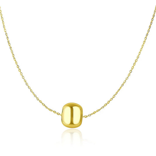 Polished Barrel Bead Necklace in 14K Yellow Gold