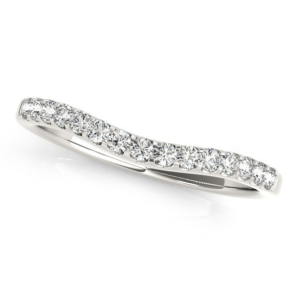 Round Pave Curvy Diamond Wedding Band in 14K White Gold (1/4 cttw)