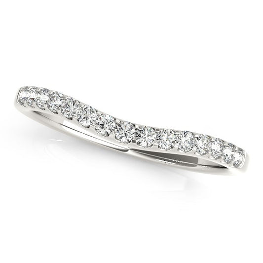 Round Pave Curvy Diamond Wedding Band in 14K White Gold (1/4 cttw)