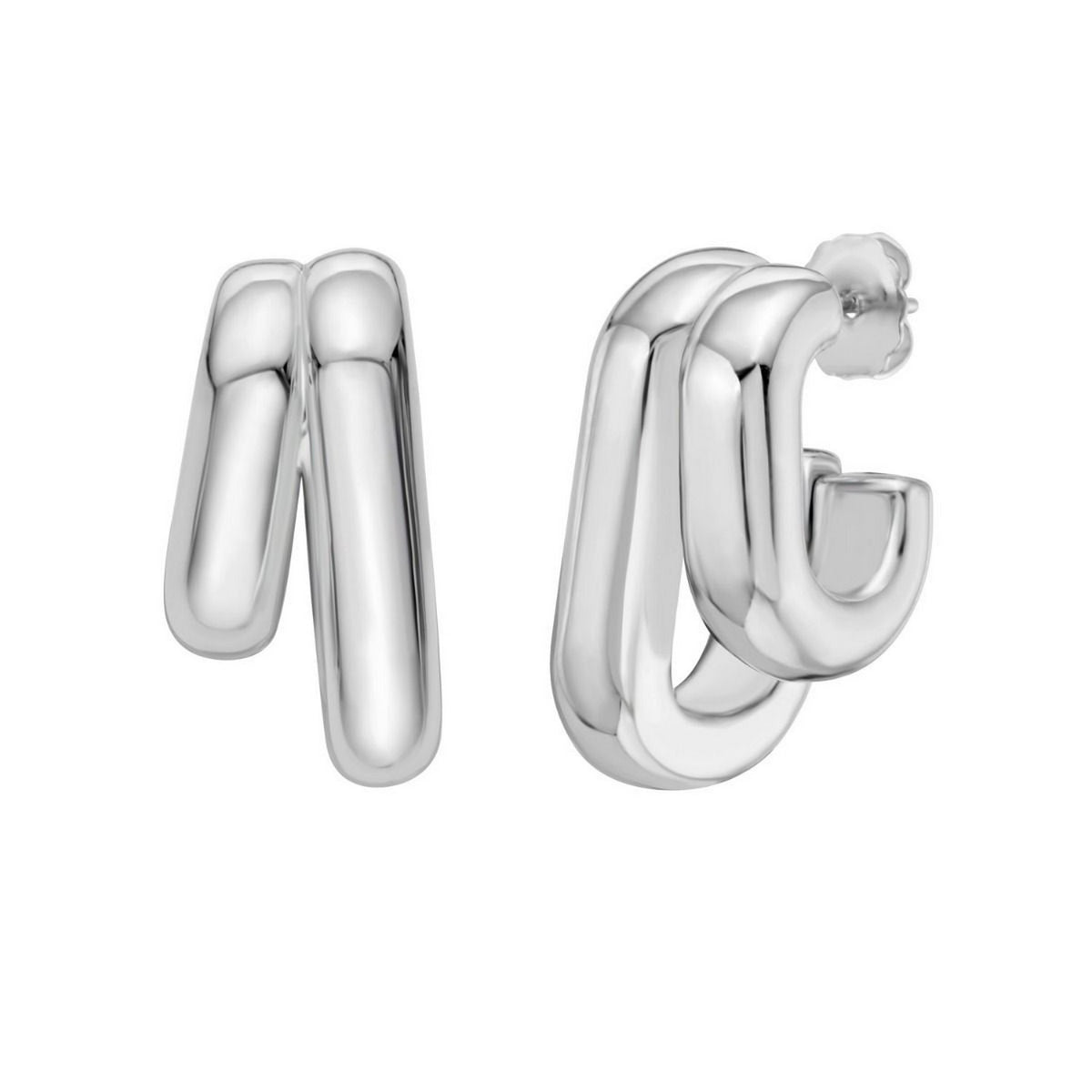 Double Row Big & Small Hoop Earrings in Sterling Silver