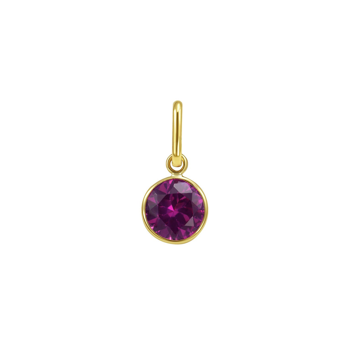 Round Pink Sapphire Charm Pendant in 14K Yellow Gold