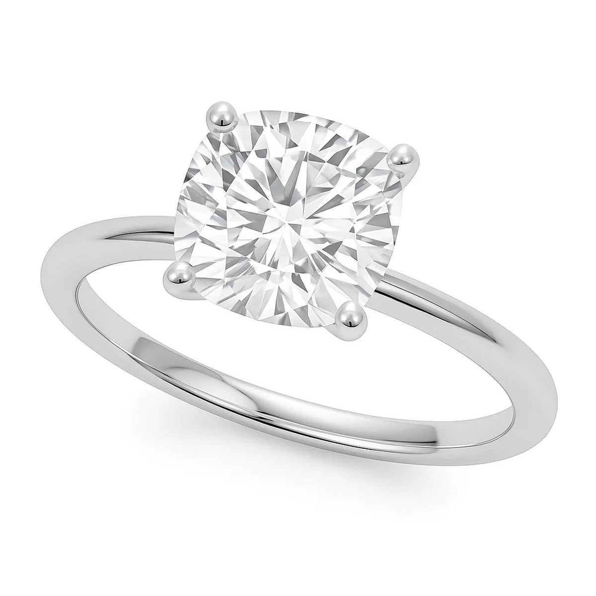 5 Carat Cushion Lab Grown IGI Diamond Solitaire in 10K White Gold G/VS1