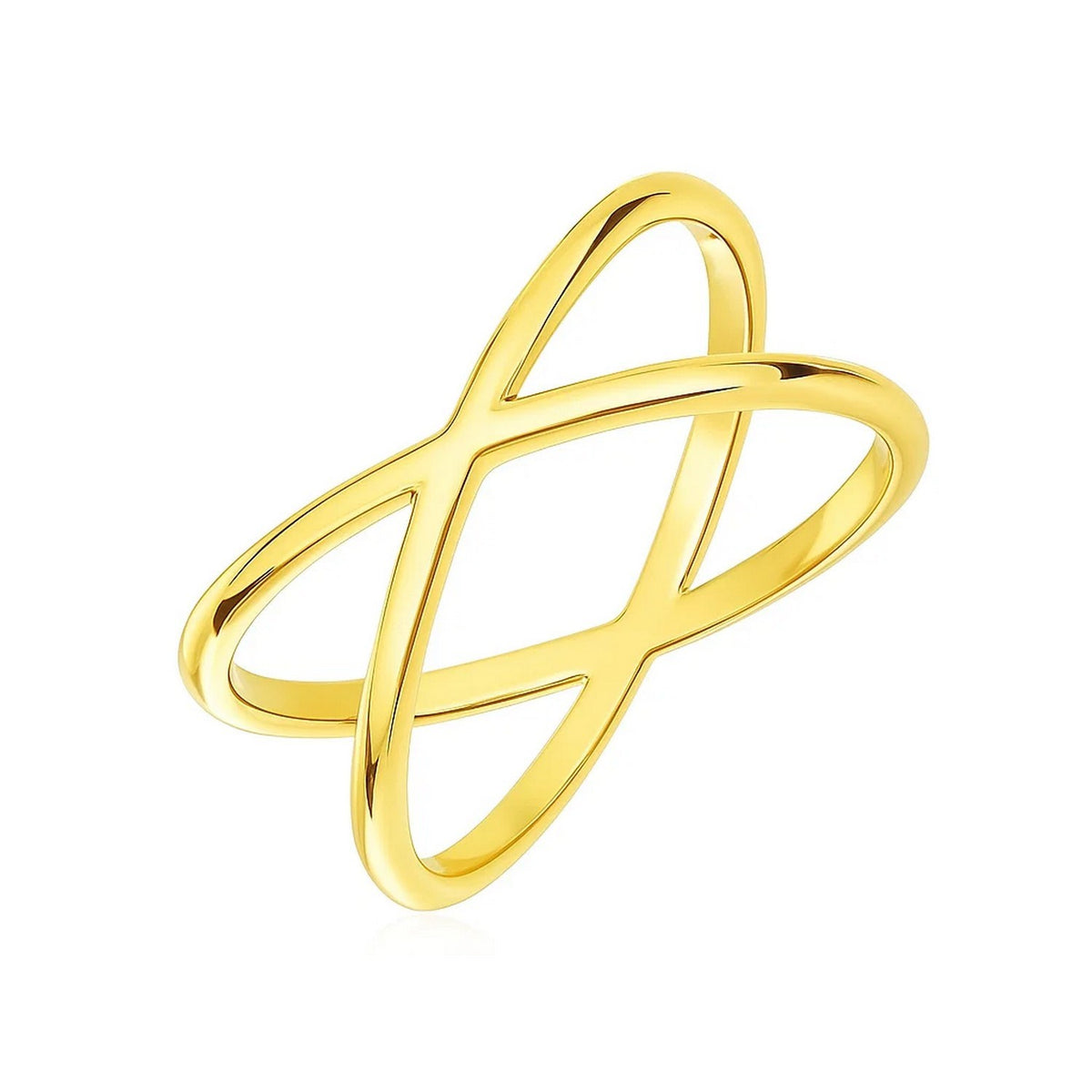 Polished X Profile Ring in 14K Yellow Gold