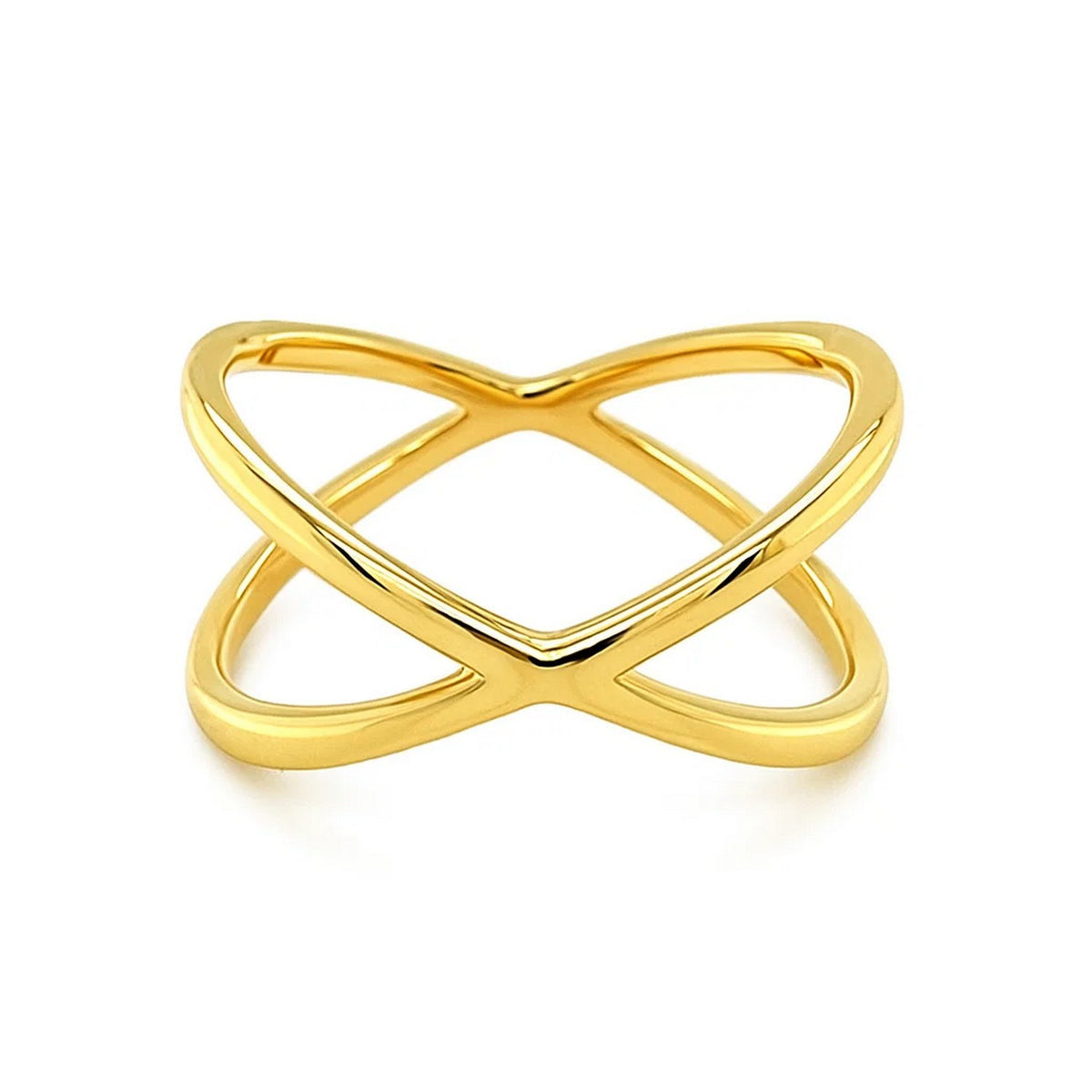 Polished X Profile Ring in 14K Yellow Gold