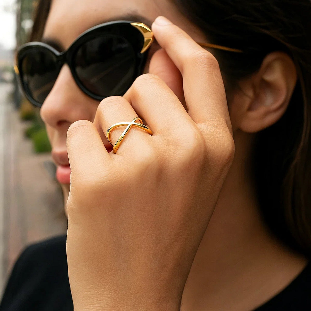 Polished X Profile Ring in 14K Yellow Gold