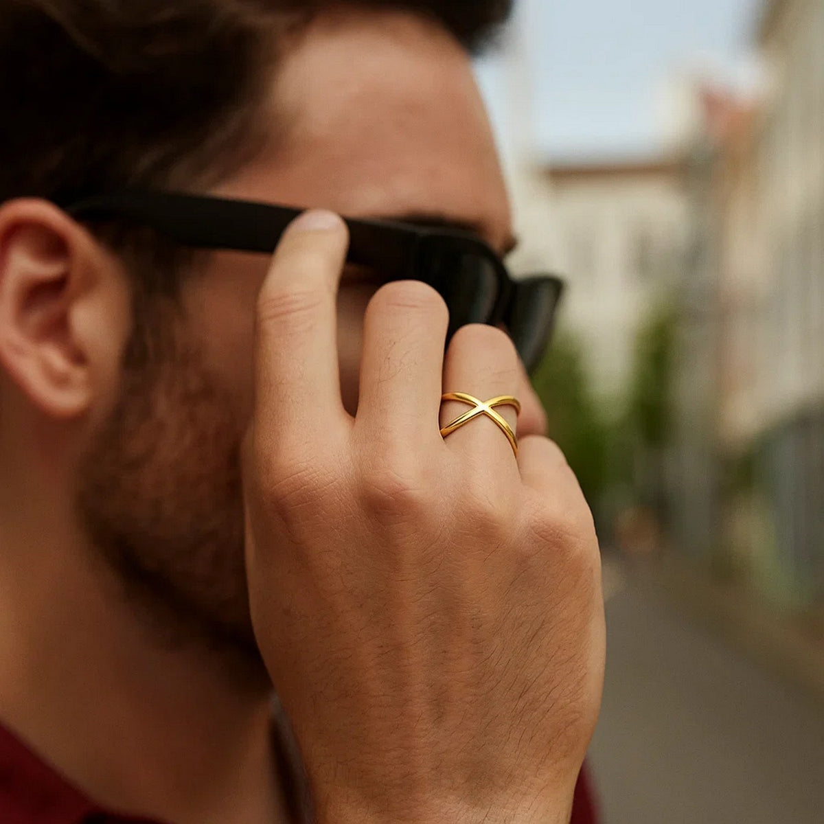 Polished X Profile Ring in 14K Yellow Gold