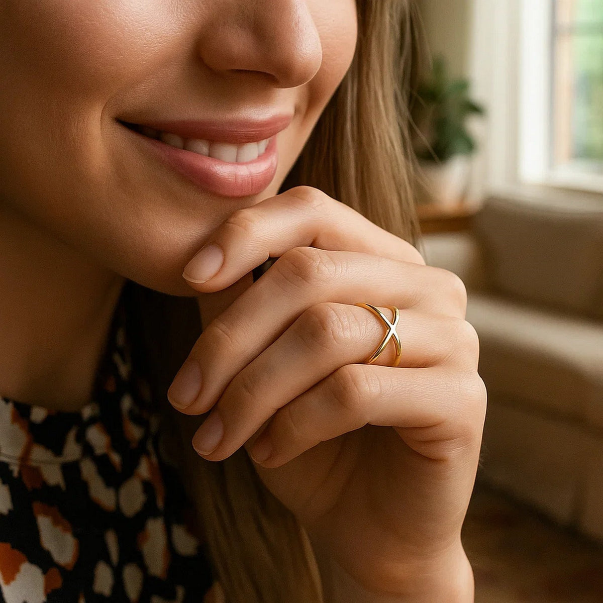 Polished X Profile Ring in 14K Yellow Gold