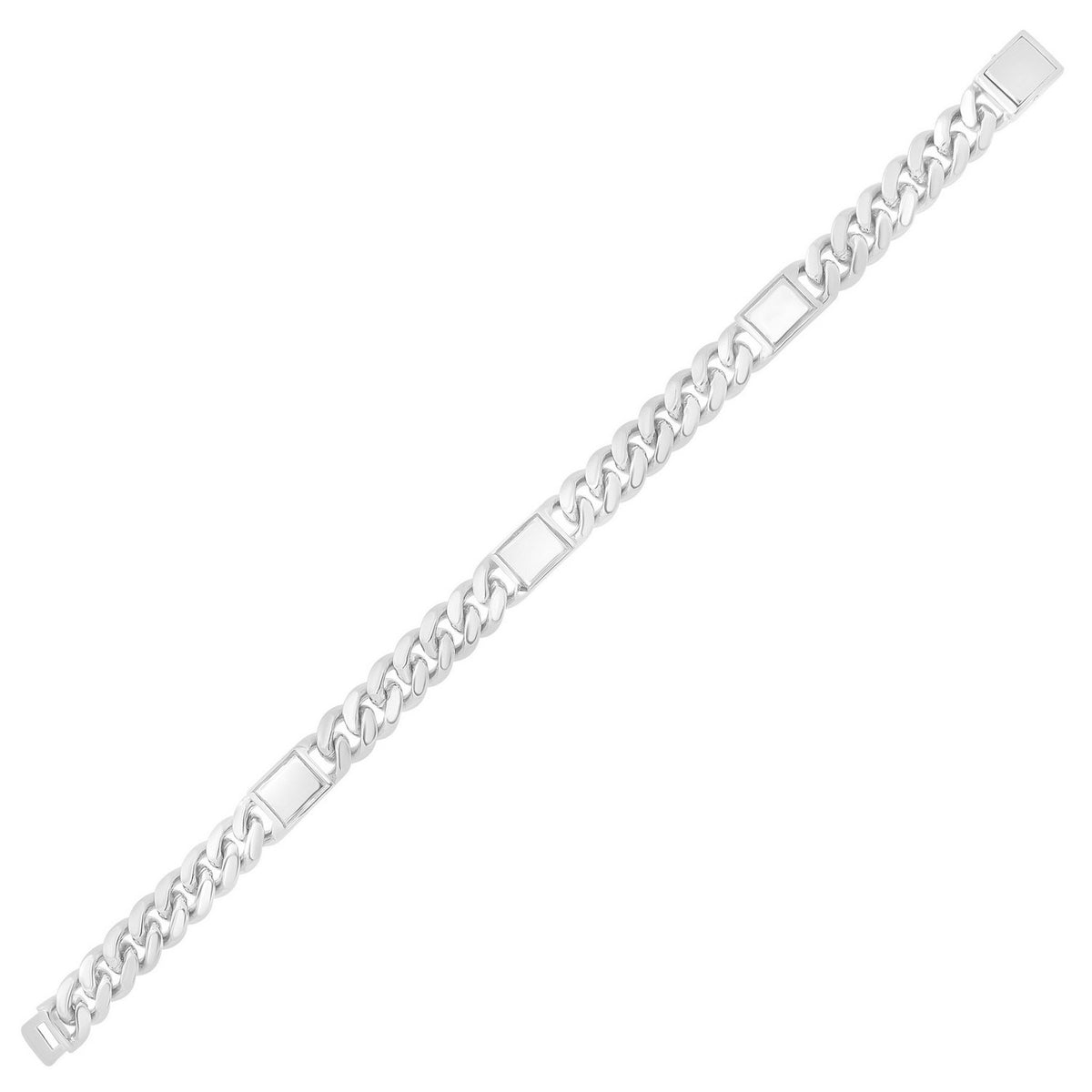 Miami Cuban Link Bracelet in Rhodium-Plated Silver (9.00 mm)