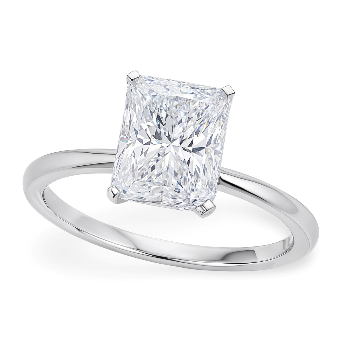 3 Carat Radiant Lab Grown IGI Diamond Solitaire in 14K White Gold G/VS1