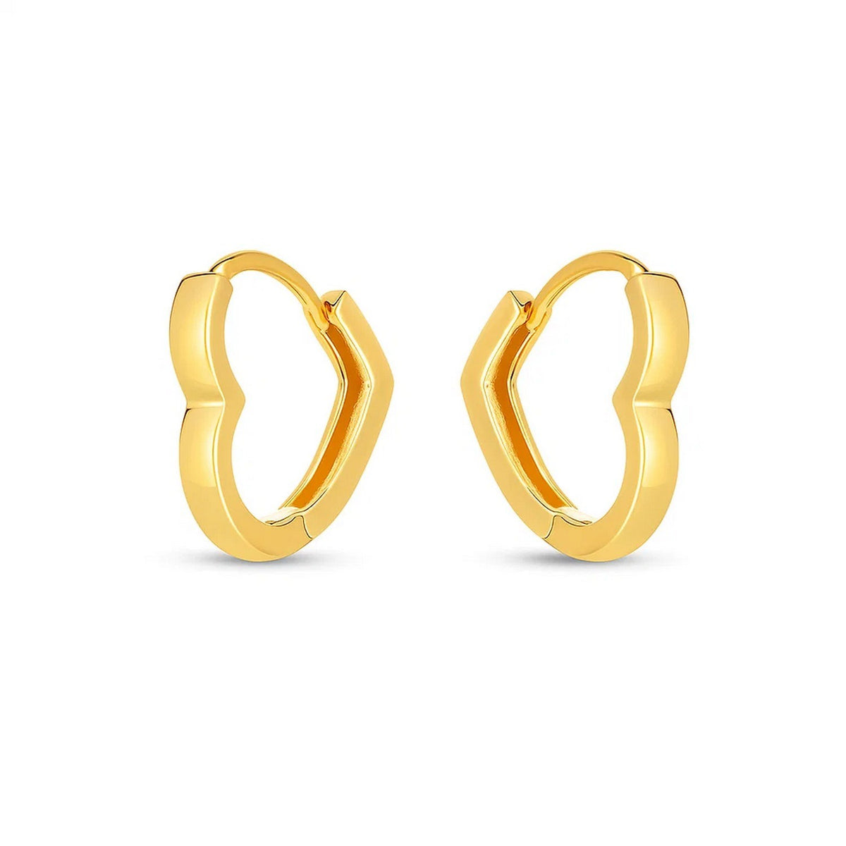 Heart Huggie Hoop Earrings in 14K Yellow Gold