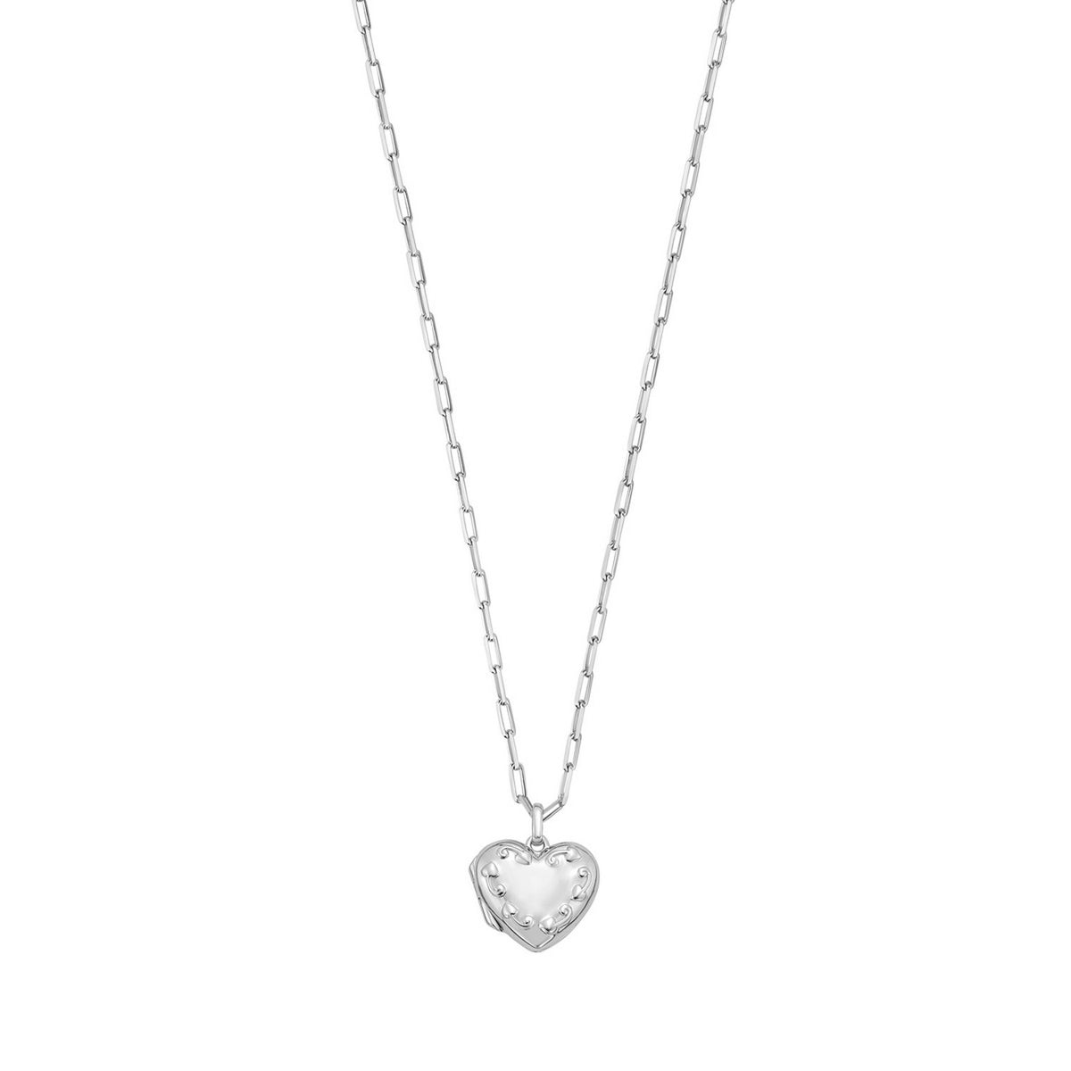 Heart Locket Necklace in Rhodium-Plated Sterling Silver