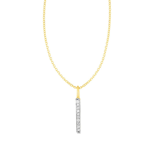 Vertical Diamond Bar Pendant Necklace in 14K Yellow Gold