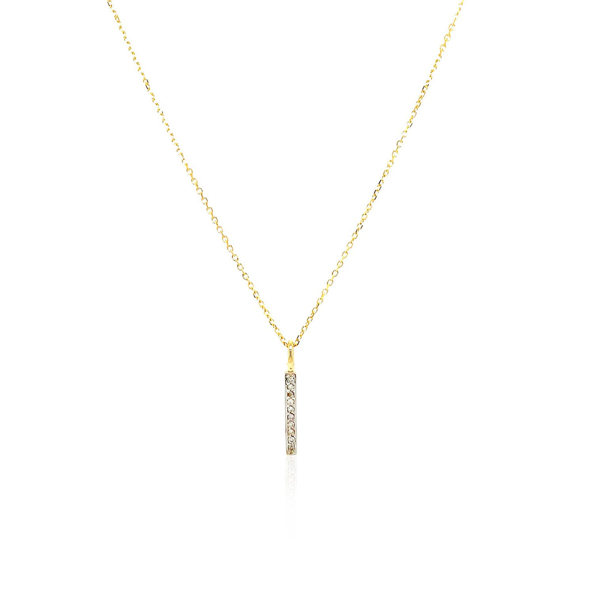 Vertical Diamond Bar Pendant Necklace in 14K Yellow Gold