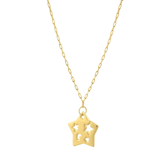 Cutout Star Pendant Necklace in 14K Yellow Gold