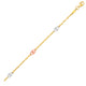 Textured Oval Anklet in 14K Three-Tone Yellow White Rose Gold