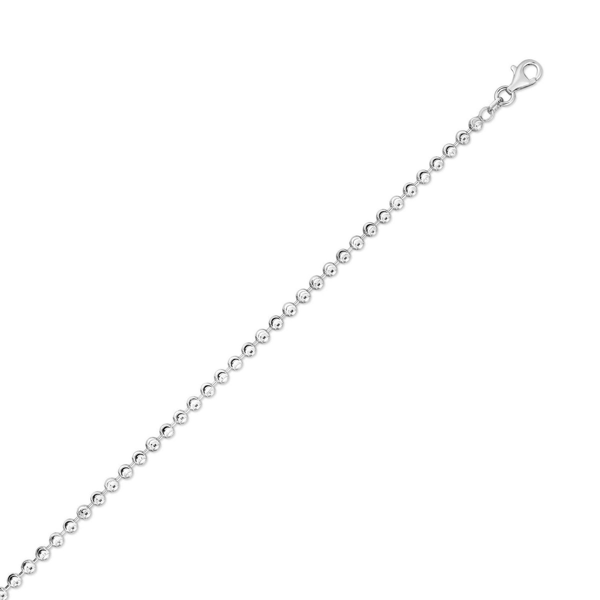 Moon Cut Bead Chain in Rhodium-Plated Sterling Silver (3.00 mm)
