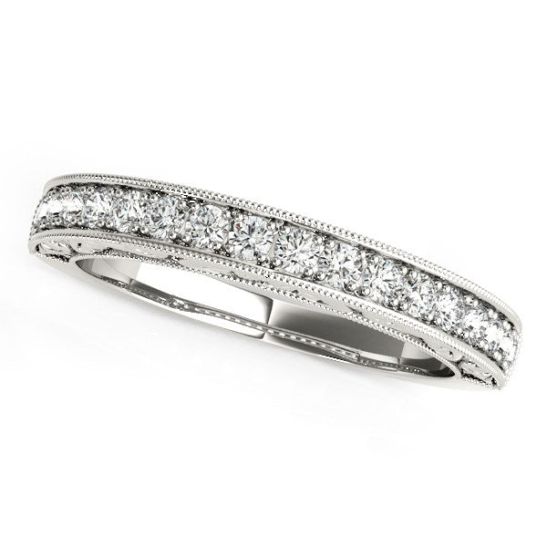Antique Prong Set Diamond Wedding Ring in 14K White Gold (1/3 cttw)